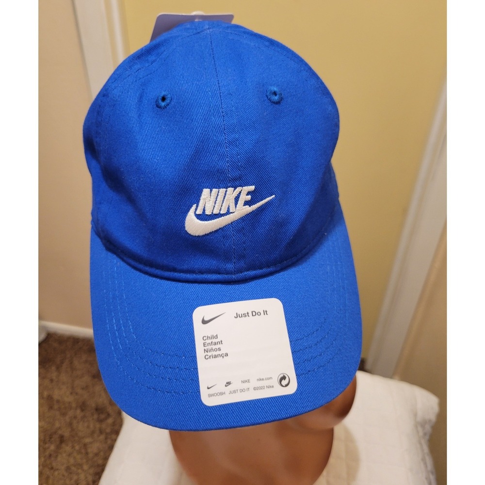 Nike Child Adjustable Baseball Futura Club Cap Royal Blue White Logo Classic Fun